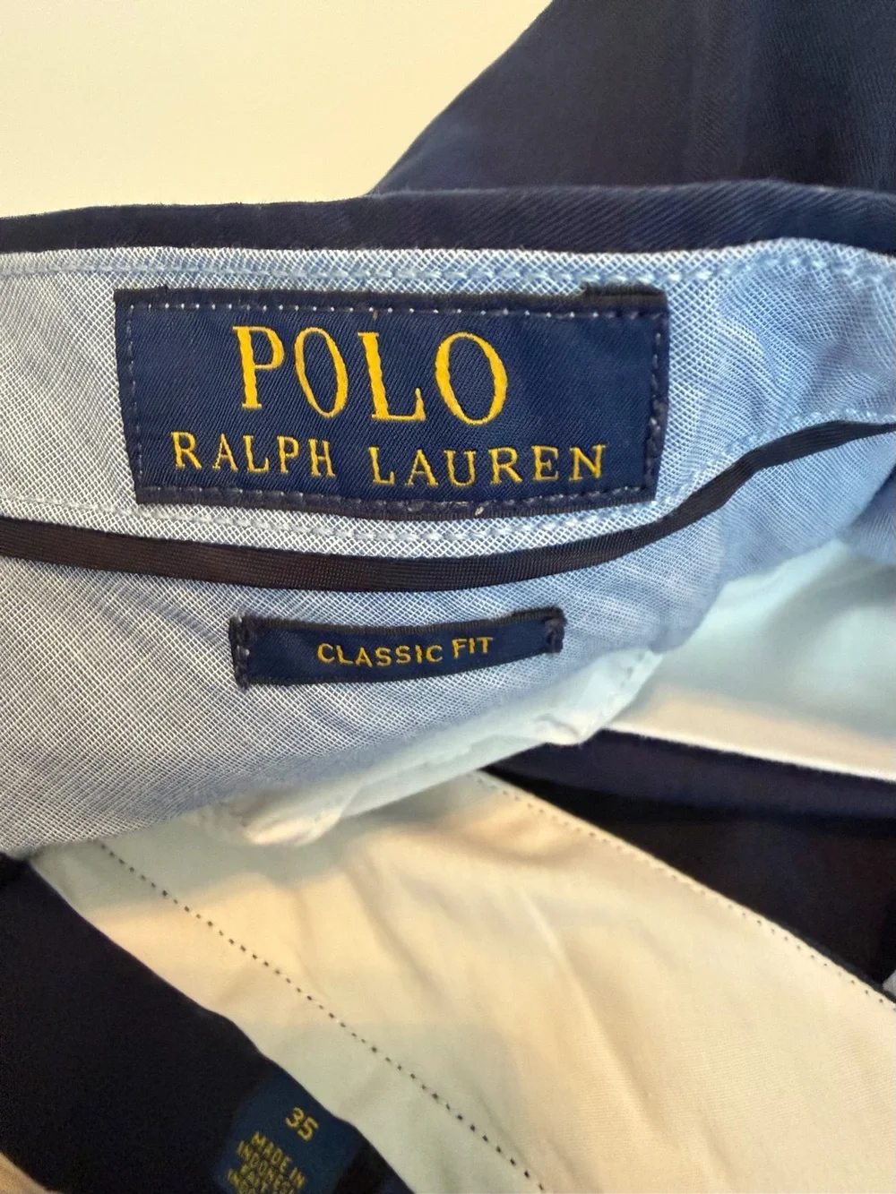 Polo Ralph Lauren Navy Flat-Front Men’s Cotton Golf Chino Shorts W35 10” Inseam